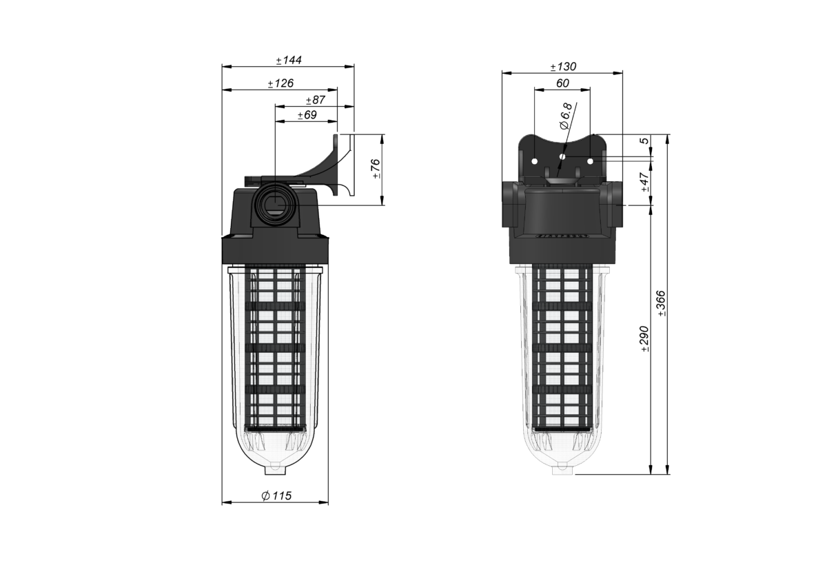 Måttskiss Cintropur SL240 TE-CTN