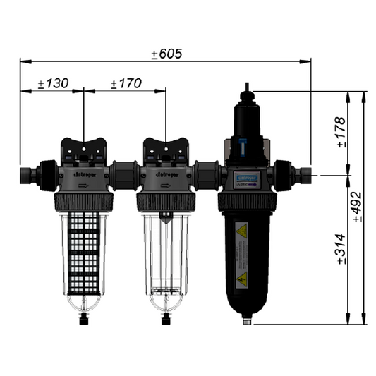Vattenfilter för sjö och brunn (Partikel, Kol, UV) TRIO UV 25W